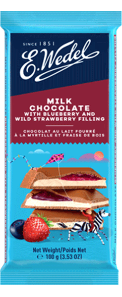Milk chocolate with blueberry and wild berry filling