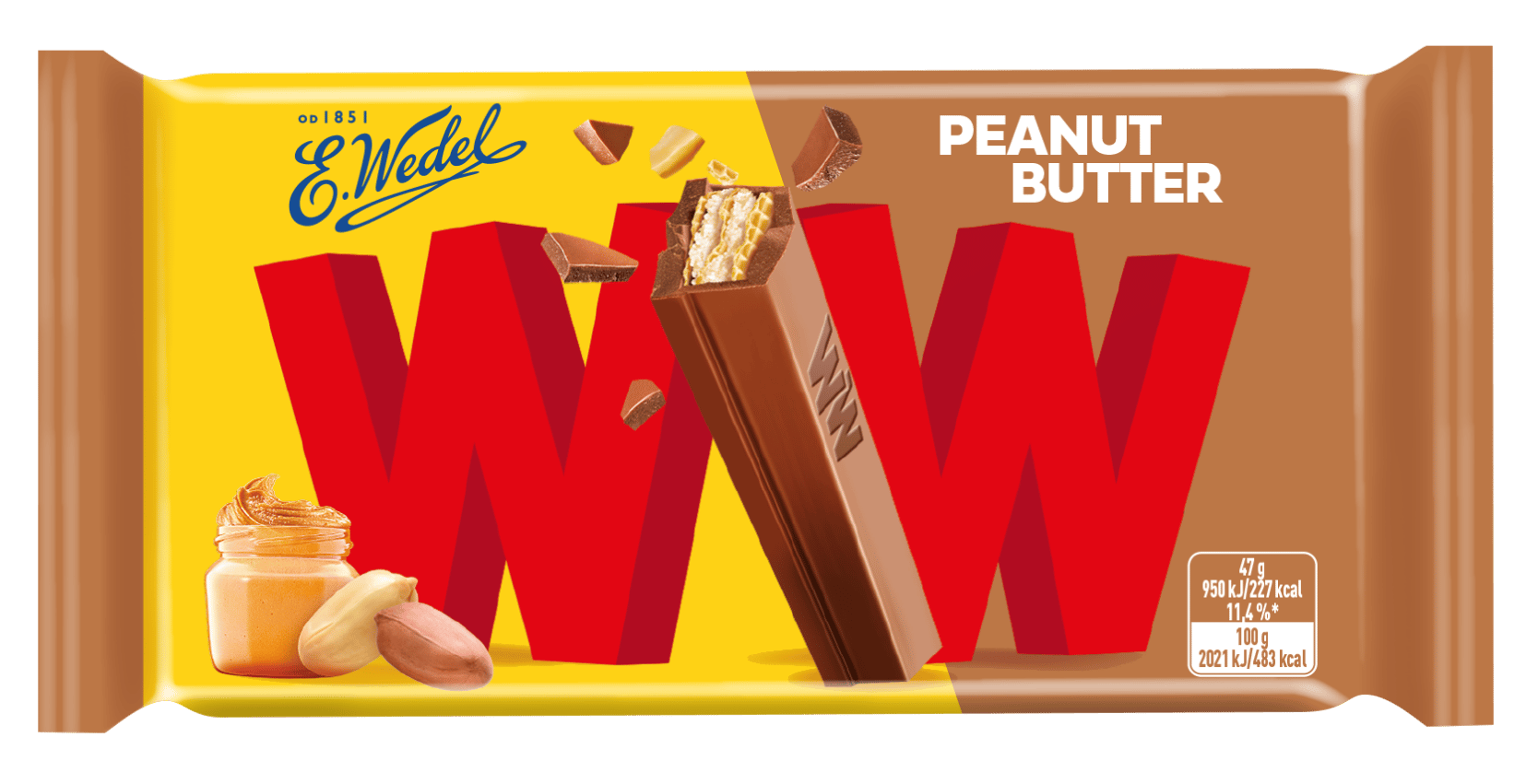 WW peanut butter wafer in milk chocolate 45g