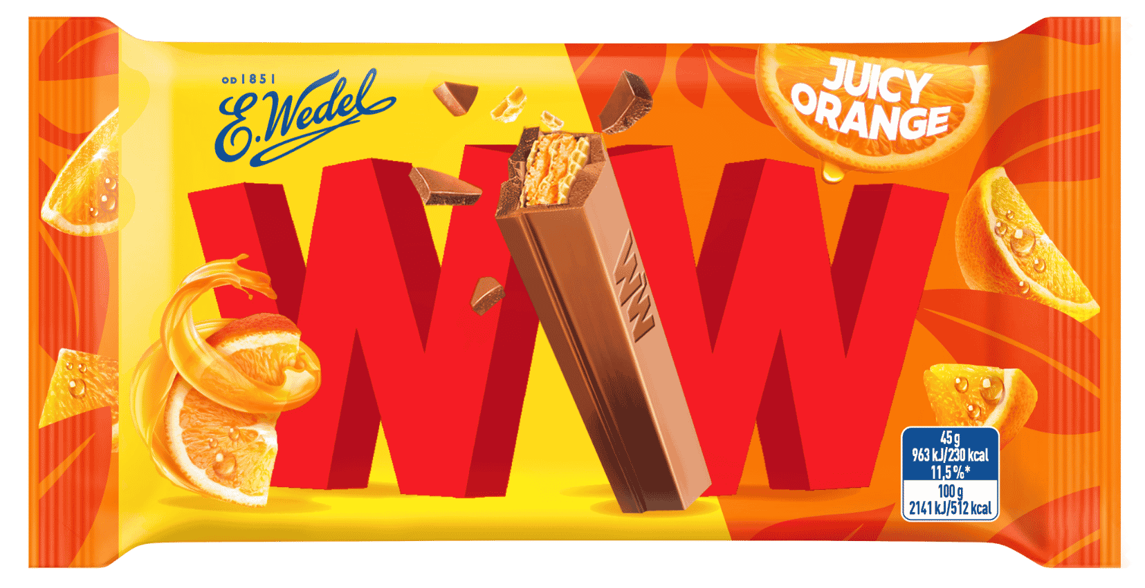 WW orange wafer in milk chocolate 45g