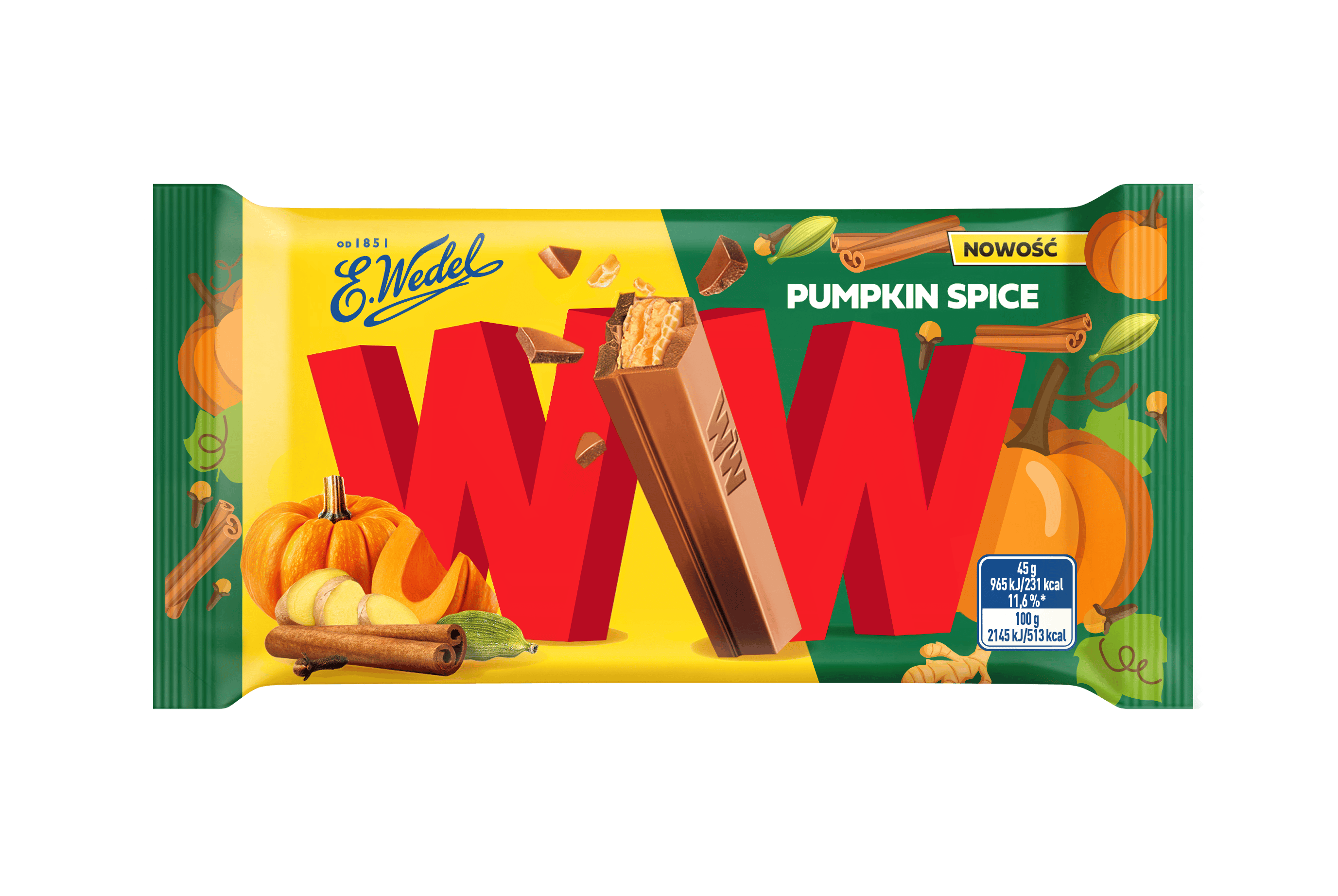 WW - 4&nbsp;fingers pumpkin in milk chocolate