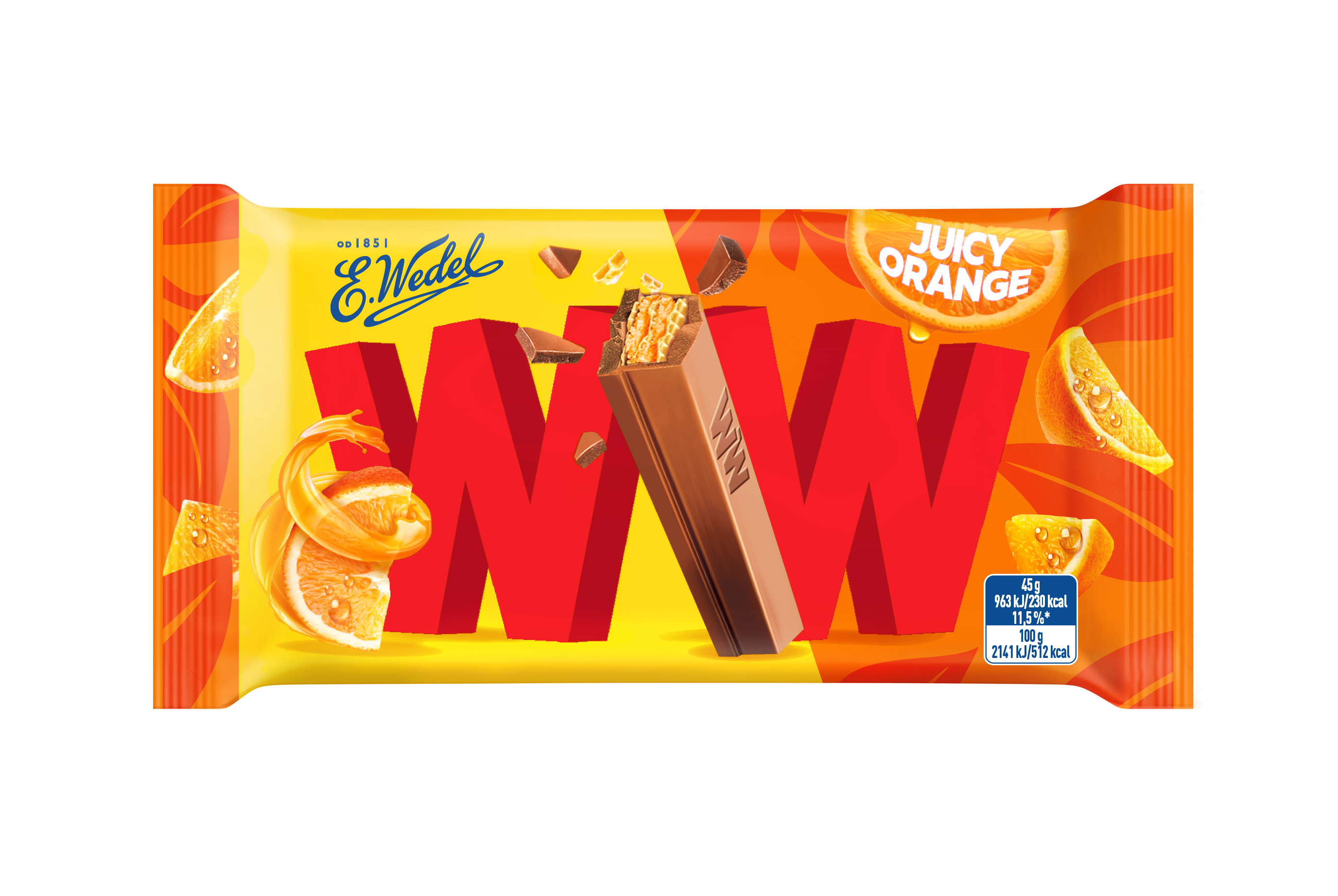 WW - 4&nbsp;fingers orange in milk chocolate