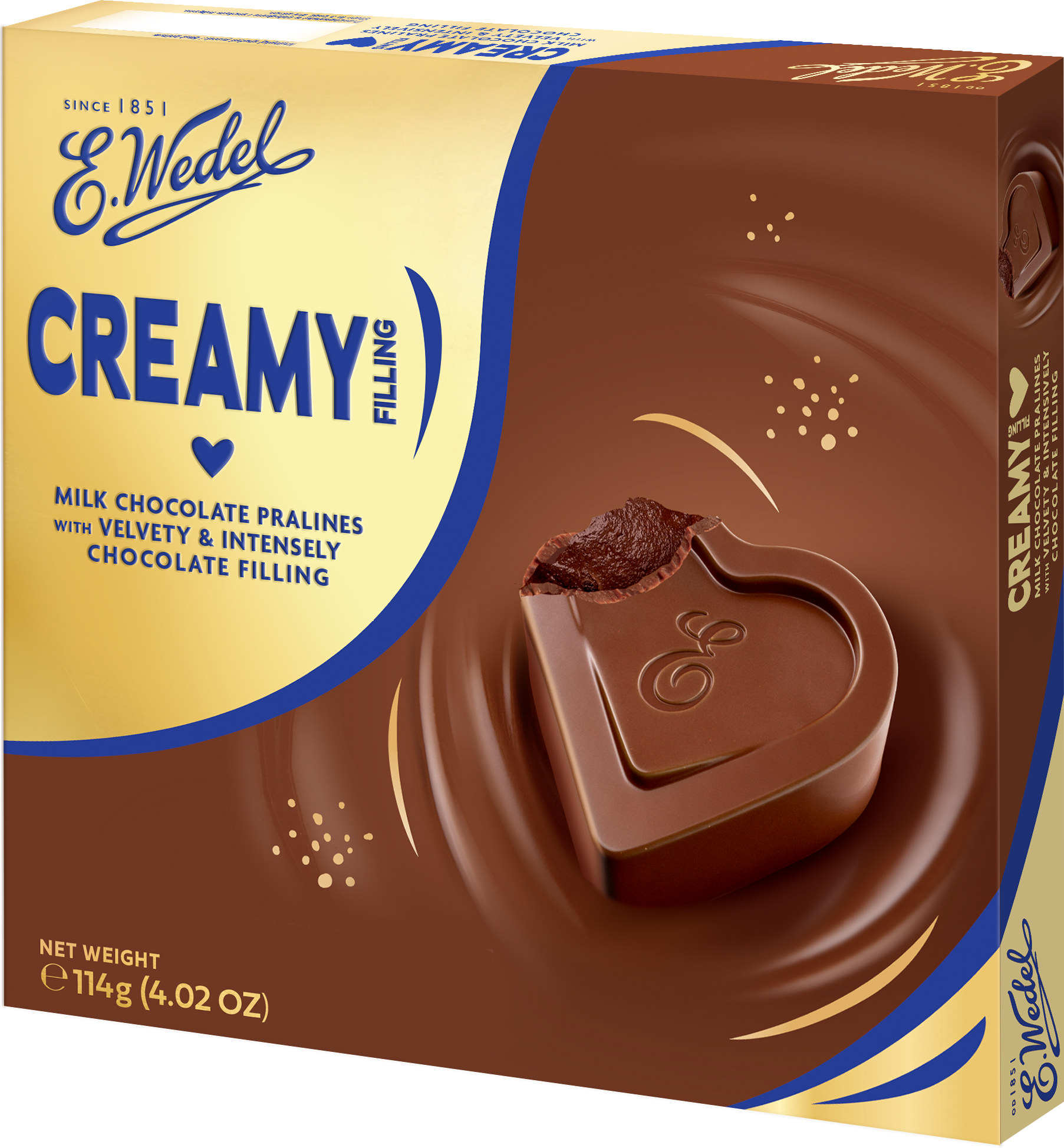 Creamy pralines in milk chocolate with chocolate filling 114 g