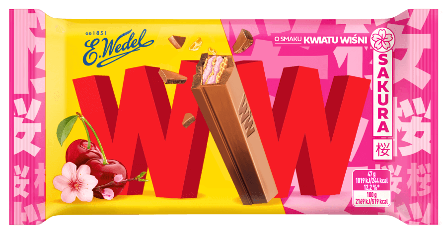 WW - 4&nbsp;fingers with cherry blossom in milk chocolate