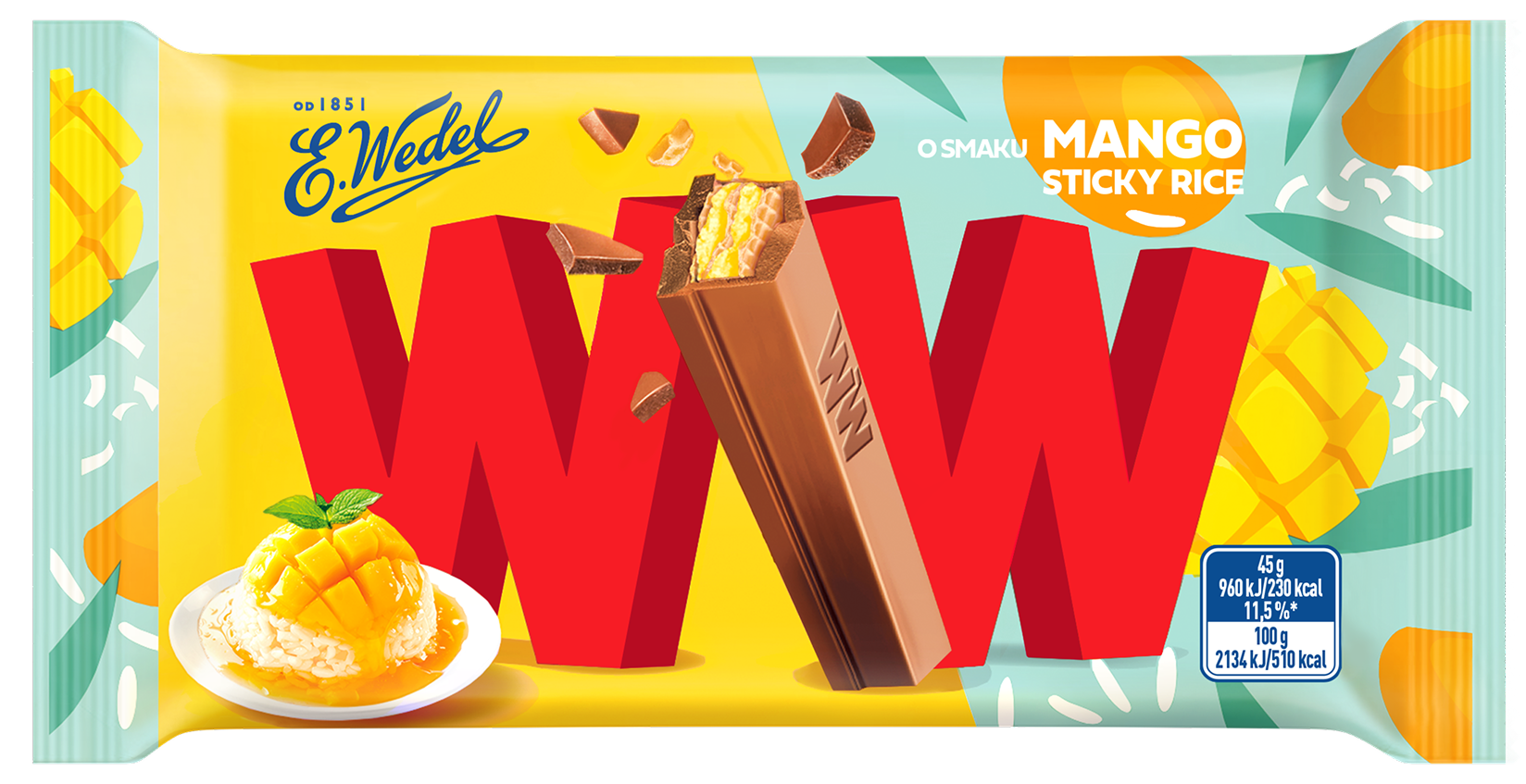 WW - 4&nbsp;fingers mango sticky rice in milk chocolate