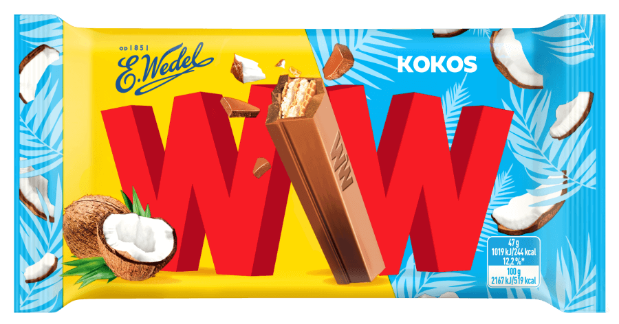 WW - 4&nbsp;fingers with coconut in milk chocolate